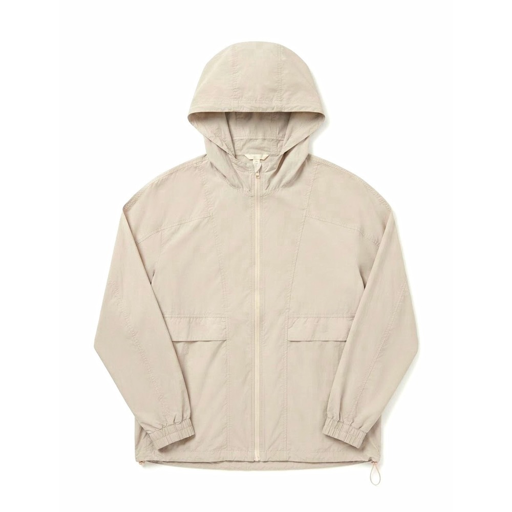 lululemon Womens Hooded Windbreaker Jacket 10 Gray Full Zip Pockets Nylon Active